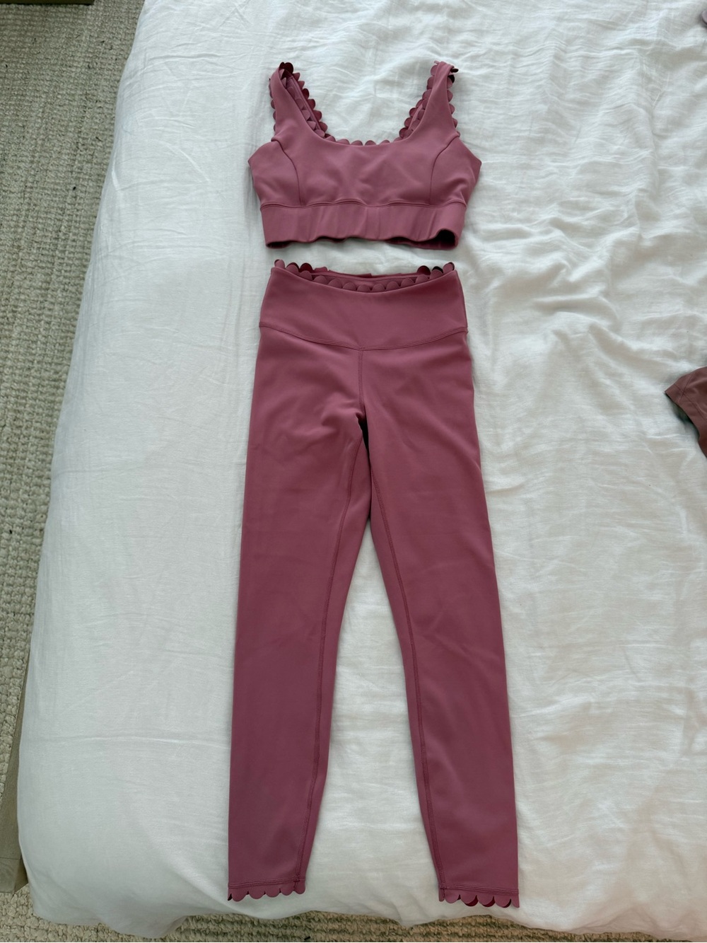 IVL Scallop-Trim Mauve Active Jumpsuit Set